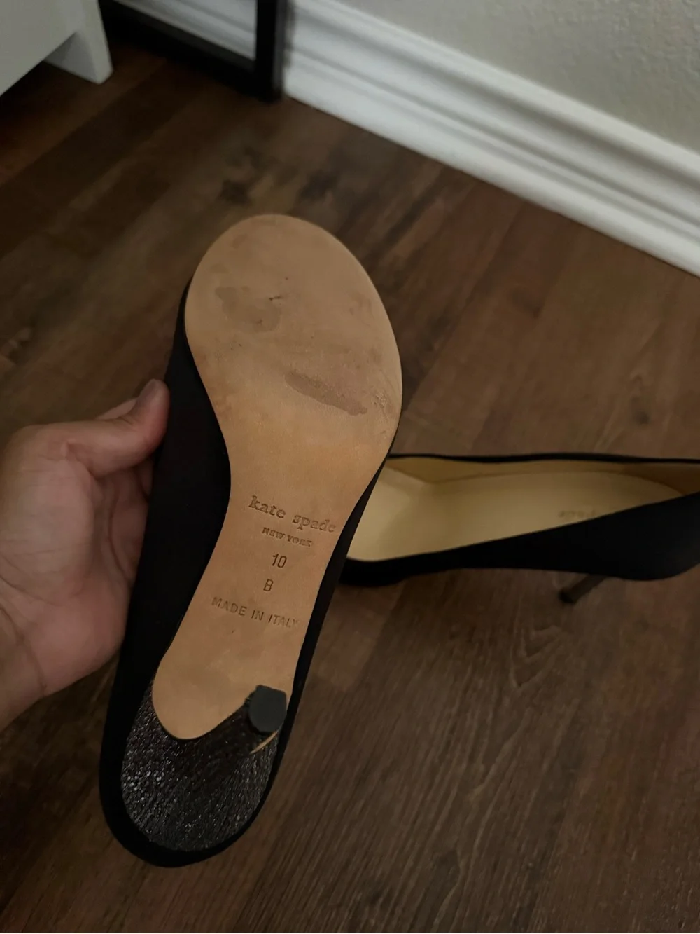 kate spade Black Round-Toe Pump with Textured Stiletto Heel